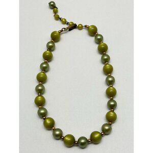 Vintage green moon glow beaded necklace